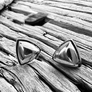VTG Sterling Silver Triangular Earrings Post Style